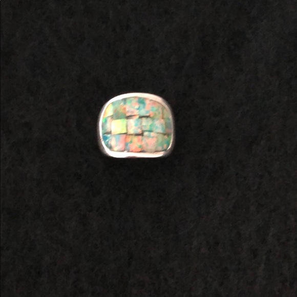 VINTAGE STERLING SILVER RING WITH OPAL INLAID - Picture 8 of 8